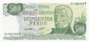 Argentinien p303b-2 B 500 Pesos 1977